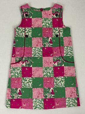 Lilly Pulitzer Girl's 6 Patchwork Jumper Dress Dog Horses Equestrian